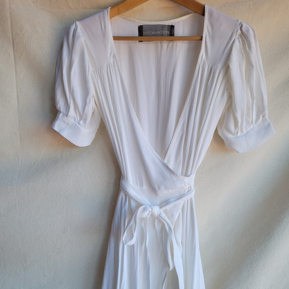 Reformation Lochness Wrap Dress White XS/Small